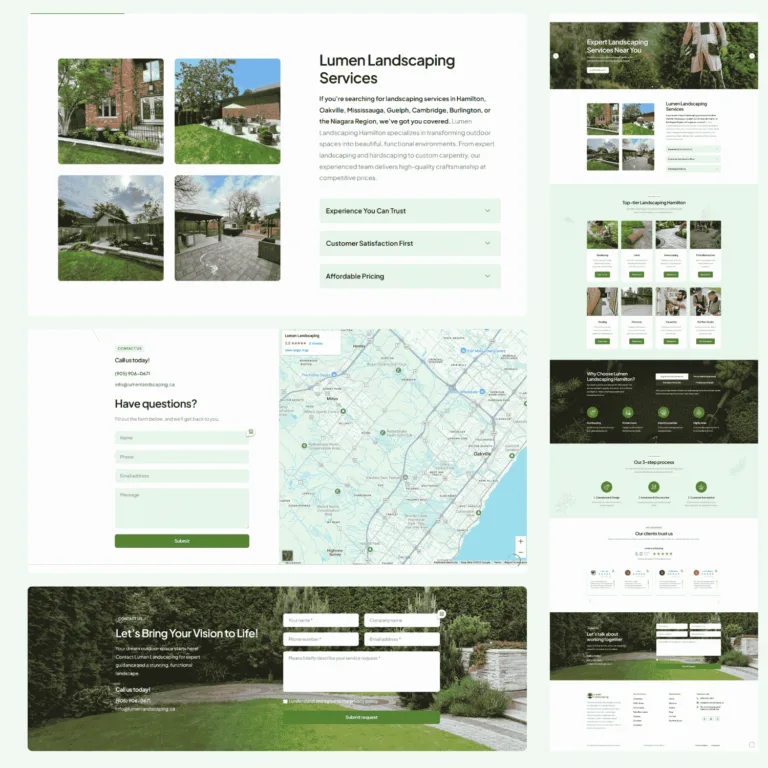 Landscaping services website layout design